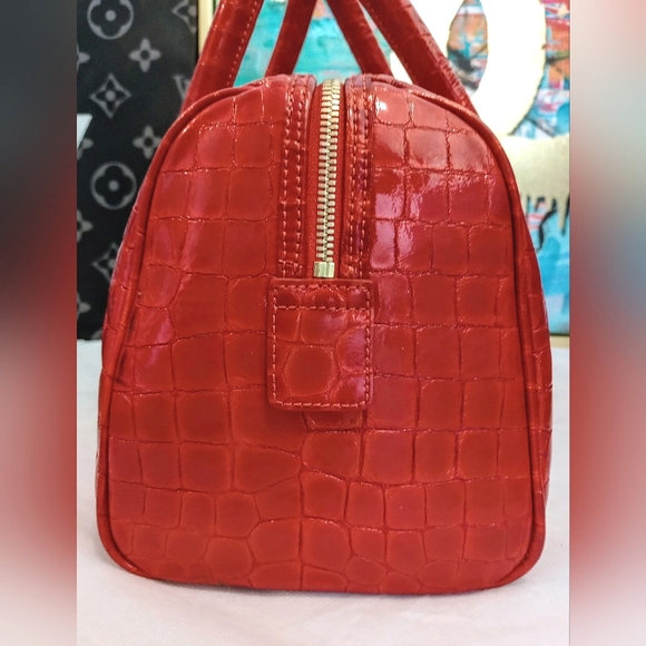 MCM Croco Embossed Top Handle Boston Bag - Picture 8 of 16